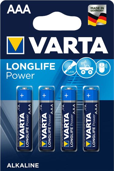 4x VARTA Batterie Longlife Power AAA, Micro LR03, 4903, 1,5 Volt, für Taschenlampe, Computer-Maus