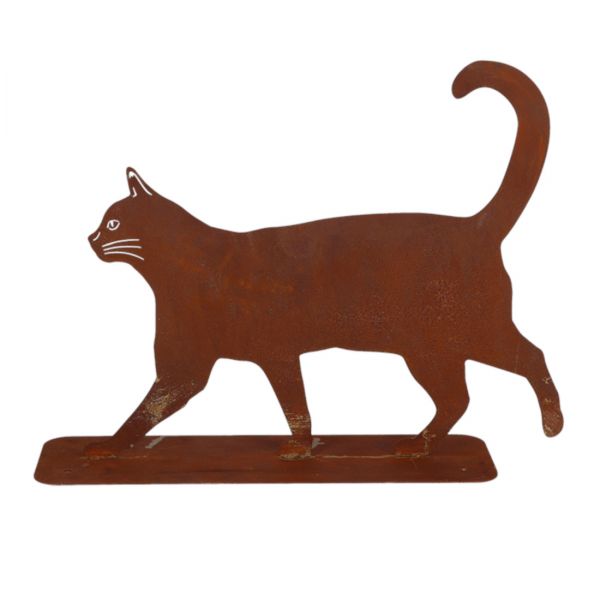 Esschert Design Gartenstecker Katze gehend, 36x10x31cm - in Rostoptik
