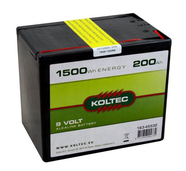 Koltec ALKALINE 200Ah - 9V, Weidezaunbatterie mit konstantem Spannungsverlauf