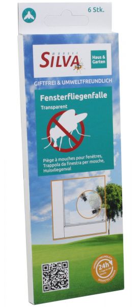 Silva 6x Fenster-Fliegenfalle Transparent, 19cm, transparente Klebefalle zur Anbringung am Fenster