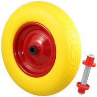 PU Schubkarrenrad Ø390mm (4.80/4.00-8) gelb, Stahlfelge, Achse Ø20mm, pannensicheres Rad PU Schubkarrenrad Ø390mm (4.80/4.00-8) gelb, Stahlfelge, Achse Ø20mm, pannensicheres Rad