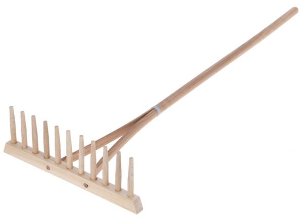 Kinder Holzrechen 11 Zinken, Arbeitsbreite 37 cm, mit Stiel, Gesamtlänge 100 cm