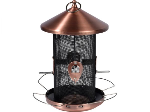 Vogelfutterspender Metall kupferfarbend, Maße Ø 25 cm, Höhe 35 cm,