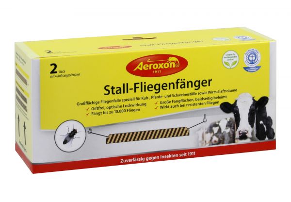 Aeroxon® 2x Stallfliegenfänger 200x20cm, Fliegenfänger zur Fliegenbekämpfung im Stall