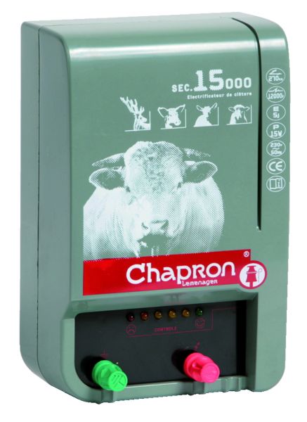 Chapron Weidezaungerät SEC 15000, 230 Volt Netzgerät - extrem schlagstark für Bullen, Rinder