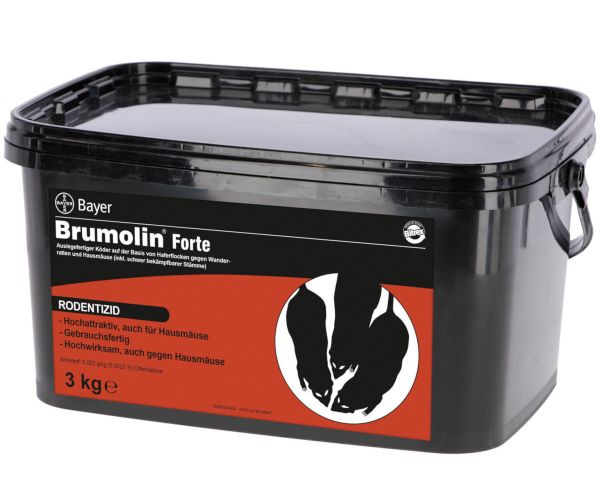 BAYER Brumolin® Forte, 3kg, auslegefertiger Mäuse- und Rattenköder, auf Haferflockenbasis