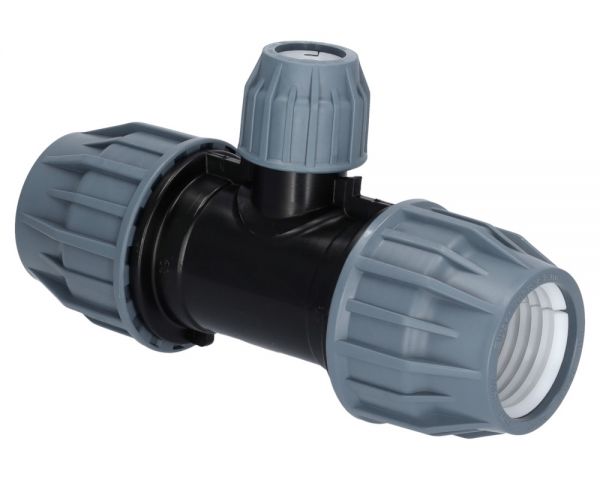 PP T-Stück reduziert 25x20x25mm - 3x Klemmanschluss - Arbeitsdruck PN16