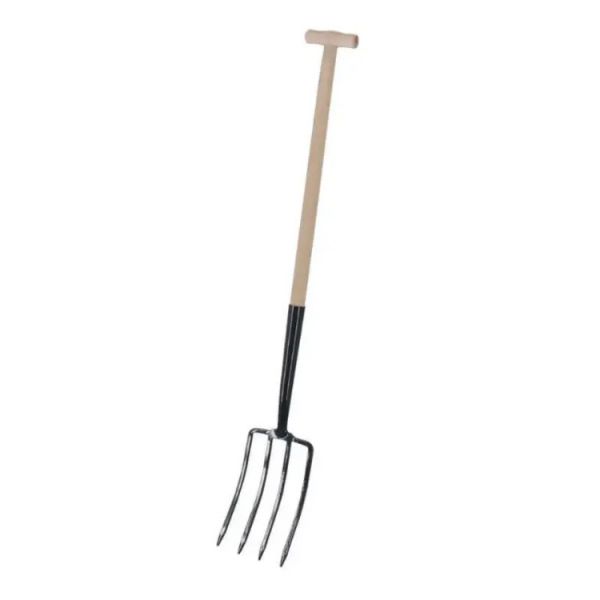 Spatengabel 4 Zinken mit Buchen-T-Stiel, Gesamtlänge 114 cm