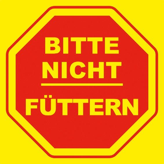 Hinweisschild: Bitte nicht füttern, gelb, 200x200mm, Verbotschild