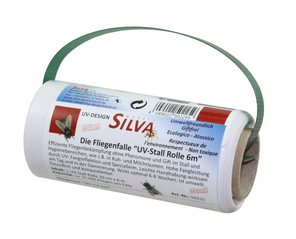 SILVA® Fliegenfalle UV-STALL ROLLE 10cm x 6m, Stallfliegenfänger zur Fliegenbekämpfung im Stall