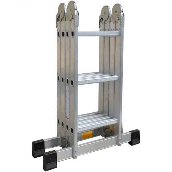 Aluleiter 4x3 Sprossen, Aluminium Vielzweckleiter mit 2 Arbeitsplattformen