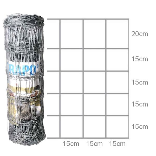 hadra 50m Wildzaun Typ 80/6/15, dickverzinkt, 80cm, Schafzaun, Schafdraht, Knotengeflecht